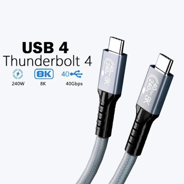 Generic BoostUp Thunderbolt 4 USB-C to USB-C Cable (1.8M) Black -USB4 - 40Gbps,240W,8K/60Hz,4K Video Edit,Best for Laptop,iPhone, iPad,Samsung Galaxy