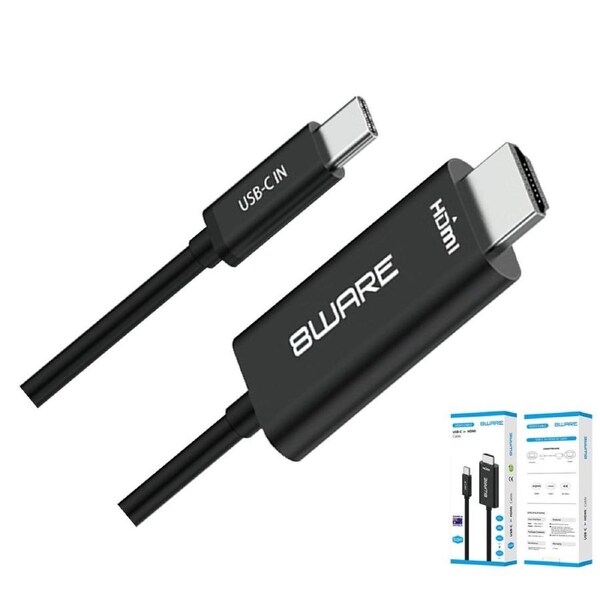 8ware 1m USB-C to HDMI 4K Male to Male Adapter Converter Cable Retail Pack