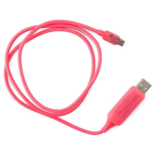 Astrotek 1m LED Light Up Visible Flowing Micro USB Charger Data Cable Pink Charging Cord for Samsung LG Android Mobile Phone