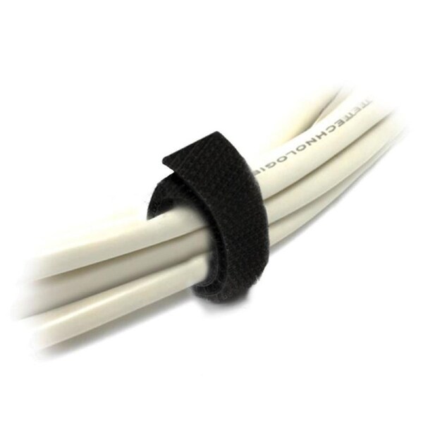 8Ware 25m x 12mm Wide Cable Tie Hook & Loop Continuous One Sided Self Adhesive Fastener Sticky Tape Roll Black