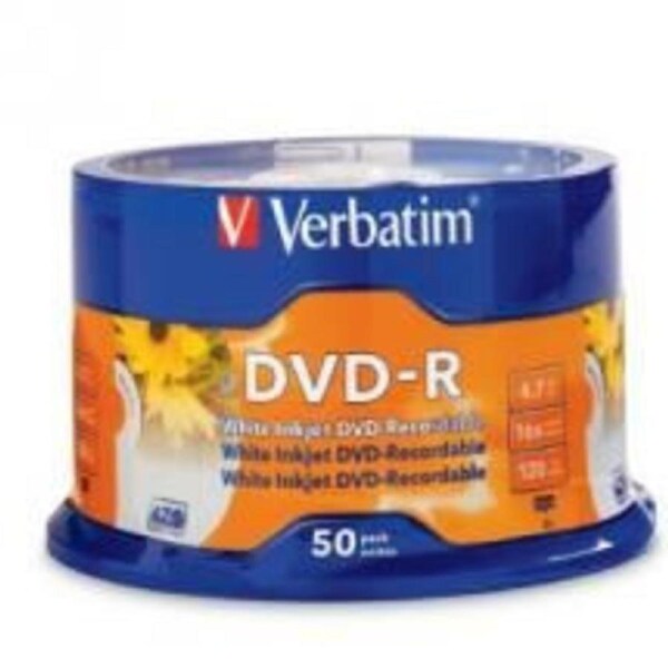 Verbatim DVD-R 4.7GB 50Pk White InkJet 16x