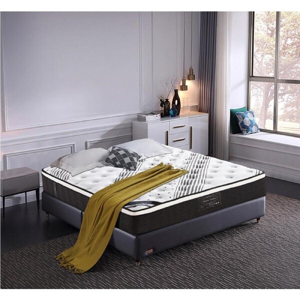 Knitted Exclusive Euro Top Mattress Queen Size Pocket Coil Medium Firm 33cm Thick