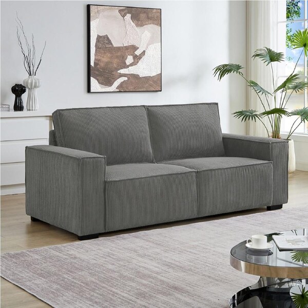 3 Seater Sofa Fabric Upholstery Wooden Structure Knock Down Feature in Dark Grey Colour