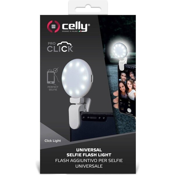 Celly Click Universal Phone Accessory Clip On Selfie Light w/ 3 Tones White