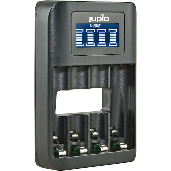 Jupio 4-Slot Octo Fast Battery Charger w/ LCD Screen For AA & AAA Batteries