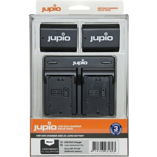 Jupio 2x Batteries 2040mAh & USB Dual Charger Adapter Kit For Sony NP-FZ100