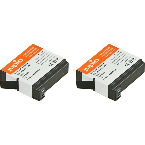 2x Jupio Li-Ion 3.8V 1160mAh Battery Pack For GoPro Hero 4 AHDBT-401 Camera