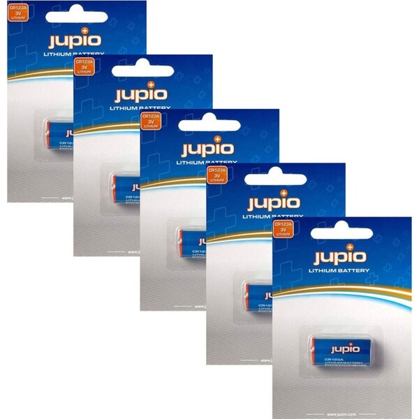 5x Jupio CR123A 3V Lithium Battery Replacement Spare For Digital Cameras Blue
