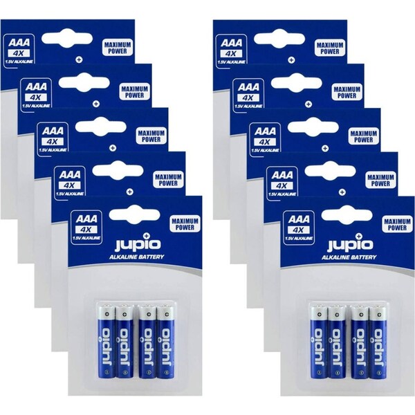 40pc Jupio Non-Rechargeable 1.5V Alkaline AAA Batteries LR3 Maximum Power BLU