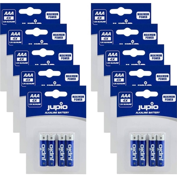 40pc Jupio Non-Rechargeable 1.5V Alkaline AA Batteries LR6 Maximum Power Blue