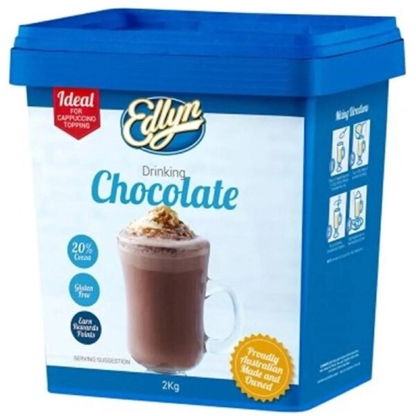 Edlyn Drinking Hot Chocolate 2kg Gluten Free Bulk