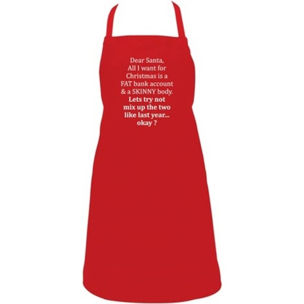 Annabel Trends Screen Print Cotton Apron 60x80cm Christmas Fat Skinny Red