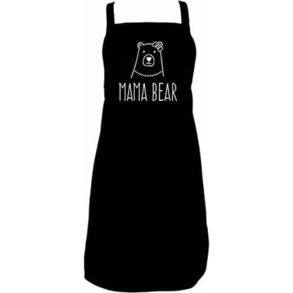 Annabel Trends Screen Print Cotton Kitchen Apron 60x80cm Mama Bear Black