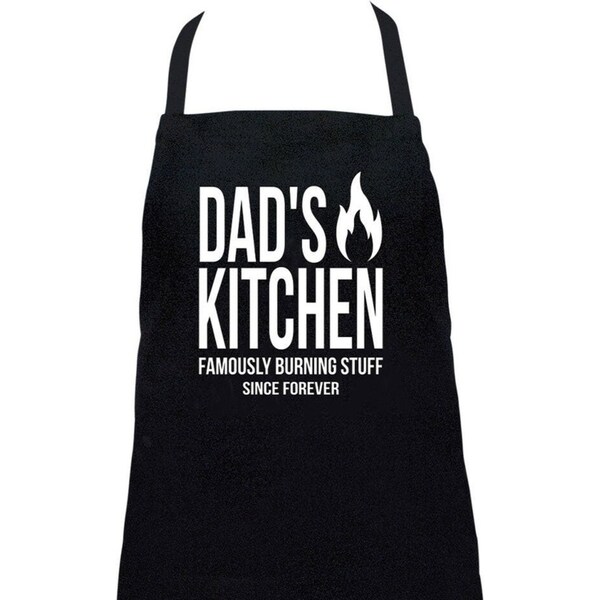Annabel Trends Screen Print Cotton Kitchen Apron 60x80cm Dad's Kitchen Black