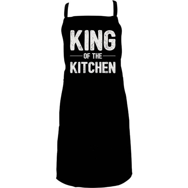 Annabel Trends Screen Print Cotton Apron 60x80cm King of The Kitchen Black