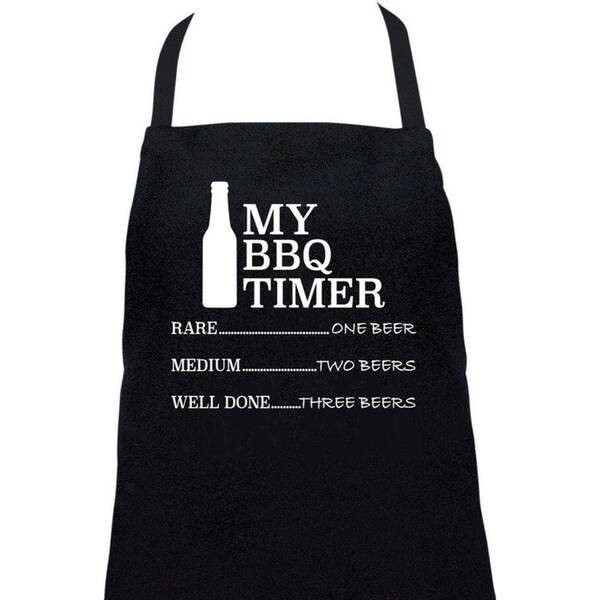 Annabel Trends Screen Print Cotton Kitchen Apron 60x80cm BBQ Timer Black