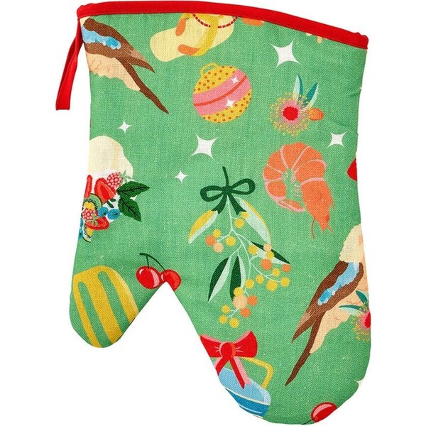 Annabel Trends Linen Single Oven Mitt Kitchen Glove 18x26cm Holiday Green