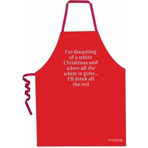 Annabel Trends Cotton Screen Print Kitchen Apron 60x80cm White Christmas Red