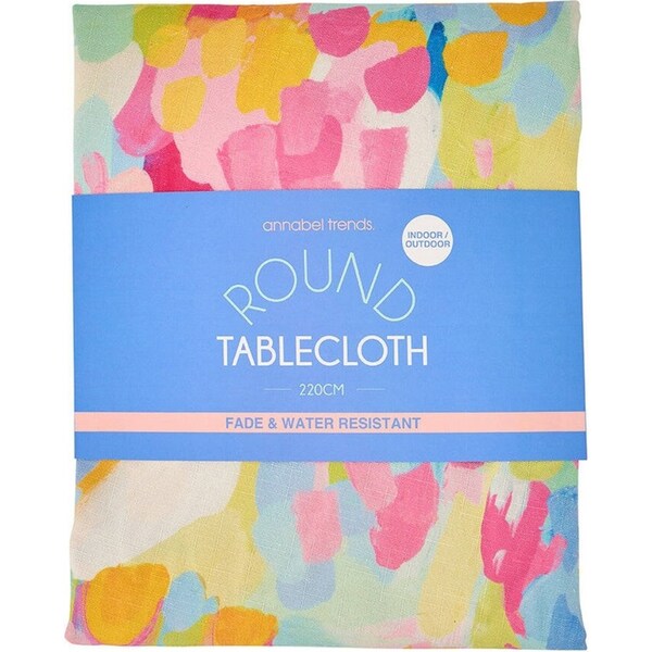 Annabel Trends 220cm Round Tablecloth Table Cover Good Vibes