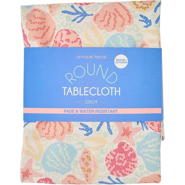 Annabel Trends 220cm Rnd Tablecloth Table Cover Shelly Beach