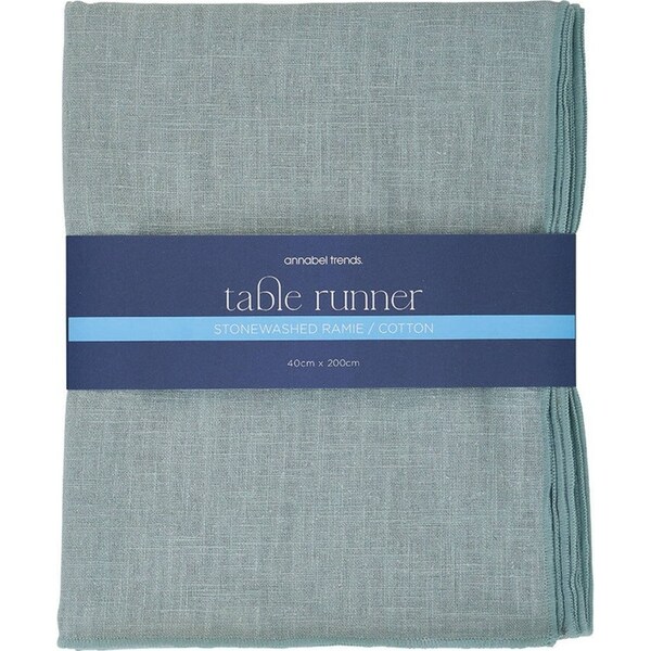 Annabel Trends Table Runner Kitchen Dining Decor 200x40cm Stonewashed Sage