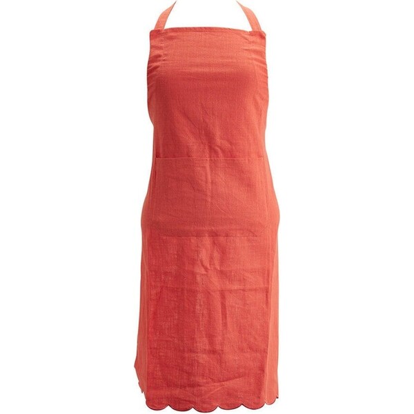 Annabel Trends Scallop Edge Stonewashed Apron Kitchen Cooking 92x65cm Coral