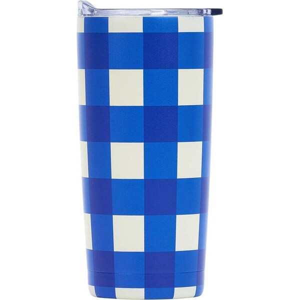 Annabel Trends S/S Double Walled 500ml Smoothie Cup w/ Straw Cobalt Check