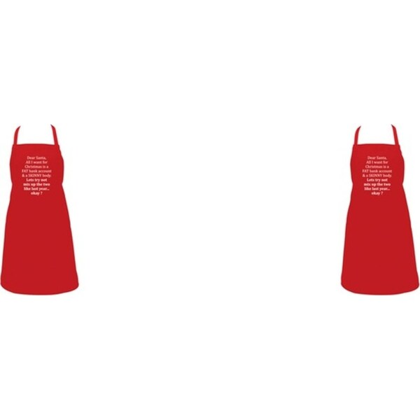 2x Annabel Trends Screen Print Cotton Apron 60x80cm Christmas Fat Skinny Red