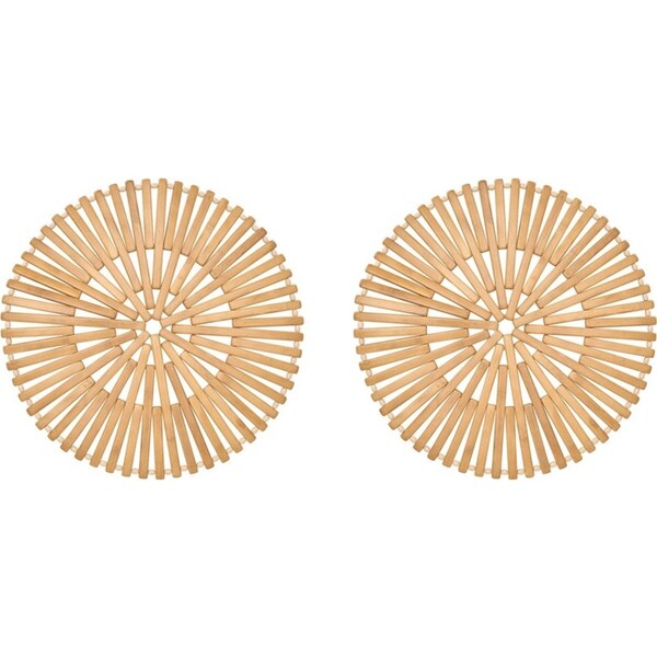 2x Annabel Trends Bamboo Dining Table Placemat Decorative Mat 37cm Round NTRL