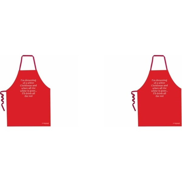 2x Annabel Trends Cotton Screen Print Kitchen Apron 60x80cm White Christmas Red