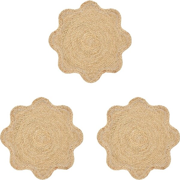 3x Annabel Trends Wavy Dining Table Placemat Decorative Kitchen Mat 39cm NTRL