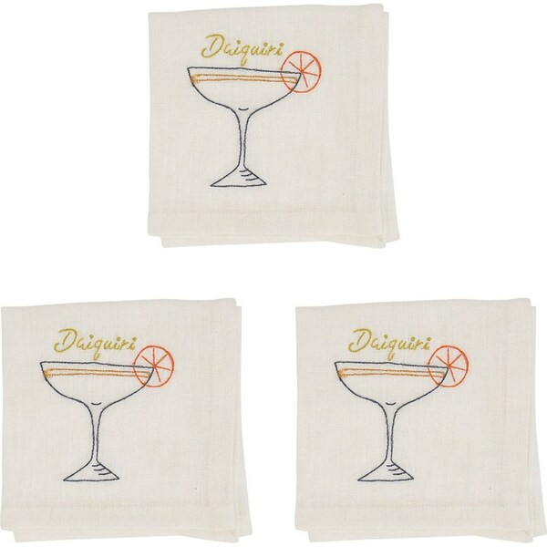 3x Annabel Trends Linen/Cotton Cocktail Napkin Daiquiri Table Decor Square 25cm