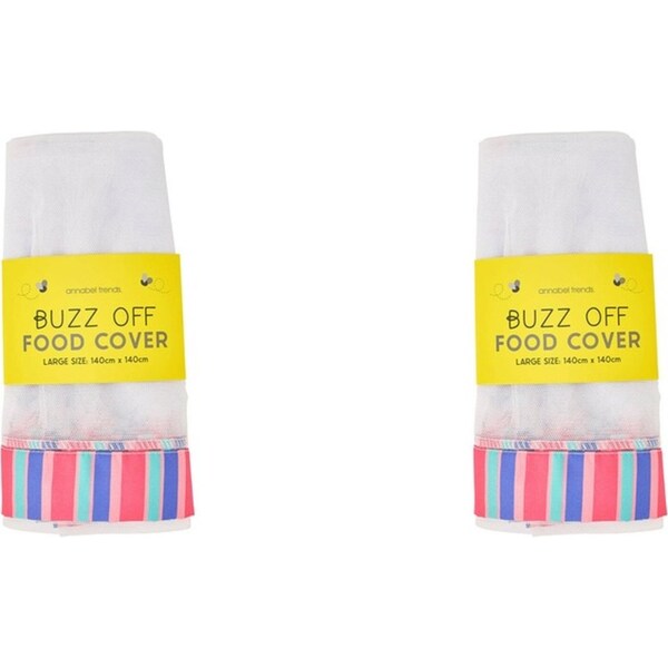 2x Annabel Trends Buzz Off Food Cover Snack Net Large 140x140cm Holiday Stripe