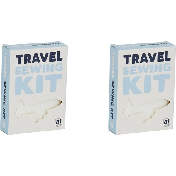 2x Annabel Trends Vegan Leather AT Travel Portable Sewing Kit 12x18cm White