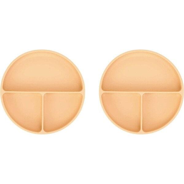 2x Annabel Trends Silicone Kids/Baby Feeding Suction Plate Divided 18cm Caramel