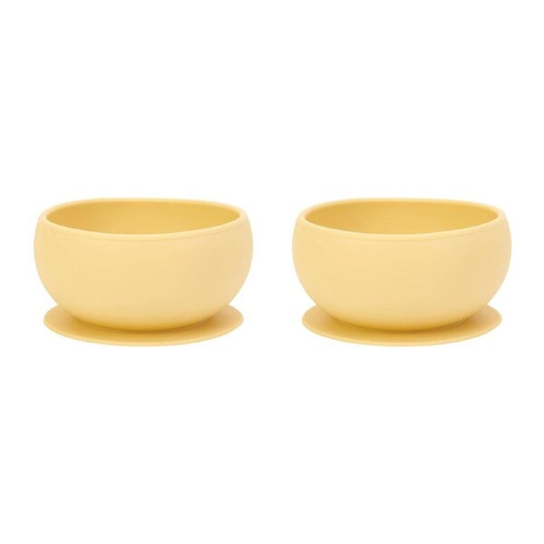 2x Annabel Trends Silicone Kids/Child Self Feeding Suction Bowl 11.5cm Lemon