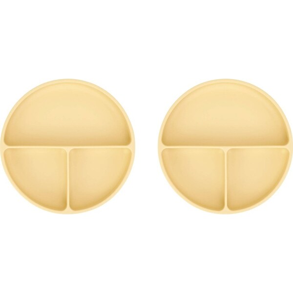 2x Annabel Trends Silicone Kids/Child Feeding Suction Plate Divided 18cm Lemon