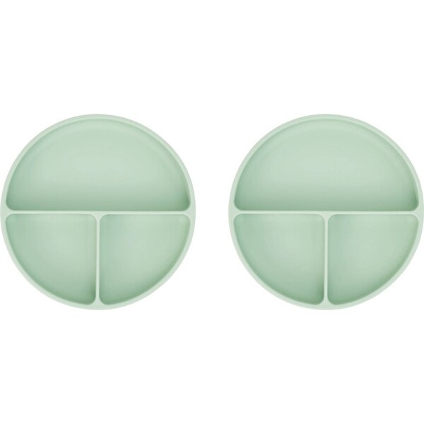 2x Annabel Trends Silicone Kids/Child Feeding Suction Plate Divided 18cm Moss