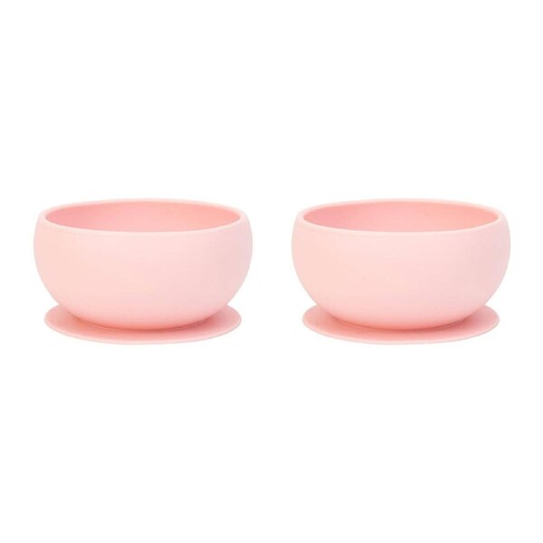 2x Annabel Trends Silicone Kids Self Feeding Suction Bowl 11.5cm Blush Pink