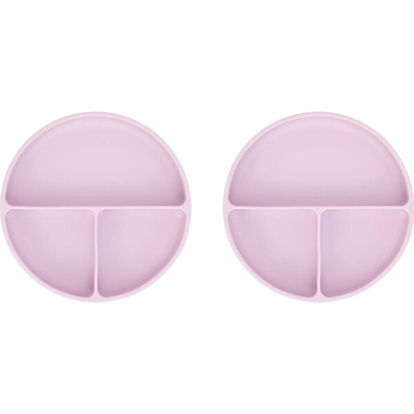 2x Annabel Trends Silicone Kids/Child Feeding Suction Plate Divided 18cm Lilac