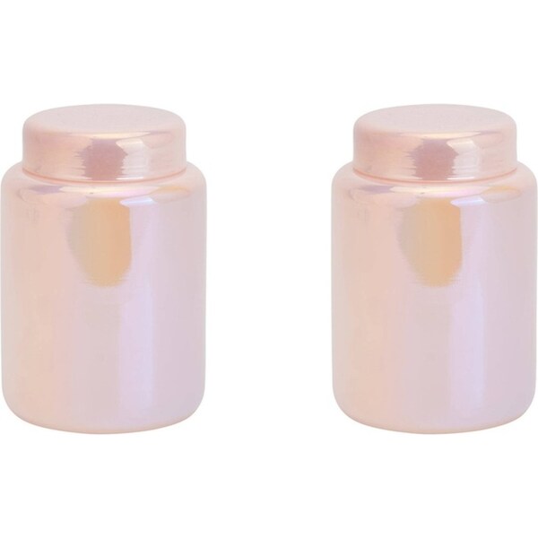 2x Annabel Trends Glass Opal Jar Home/Bathroom Storage Large Fairyfloss Pink