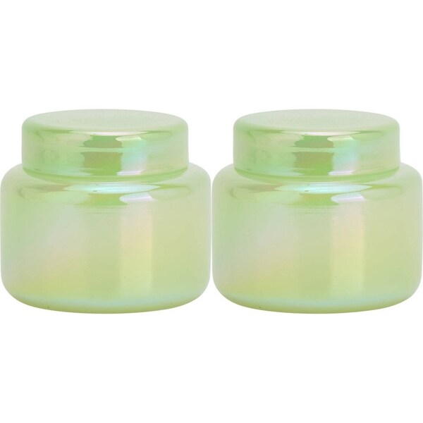 2x Annabel Trends Glass Opal Jar Home/Bathroom Storage Organiser Sml Limeade