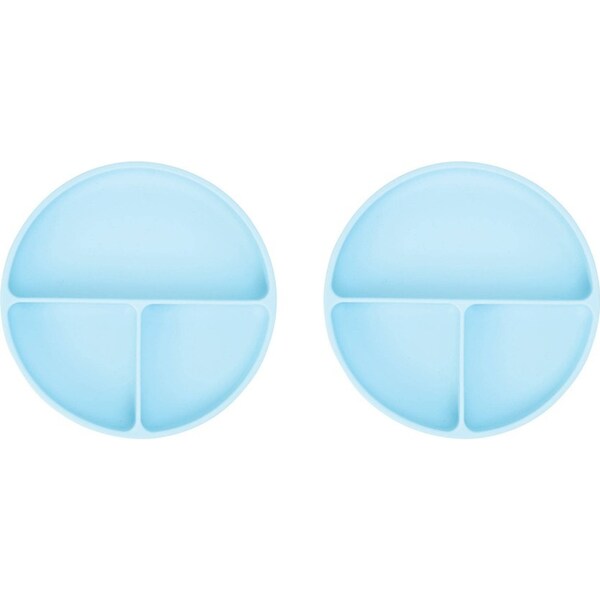 2x Annabel Trends Silicone Kids Feeding Suction Plate Divided 18cm Iced Blue