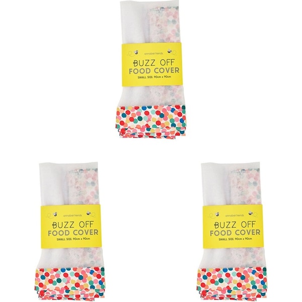 3x Annabel Trends Buzz Off Food Cover Snack Protector Net Sml 90x90cm Confetti