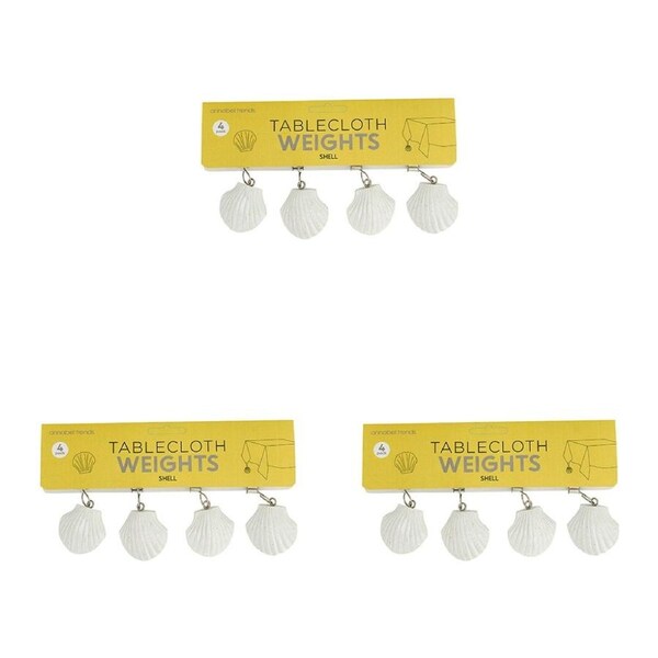 12pc Annabel Trends Tablecloth Weights Clip On White Shell Table Cover Holder