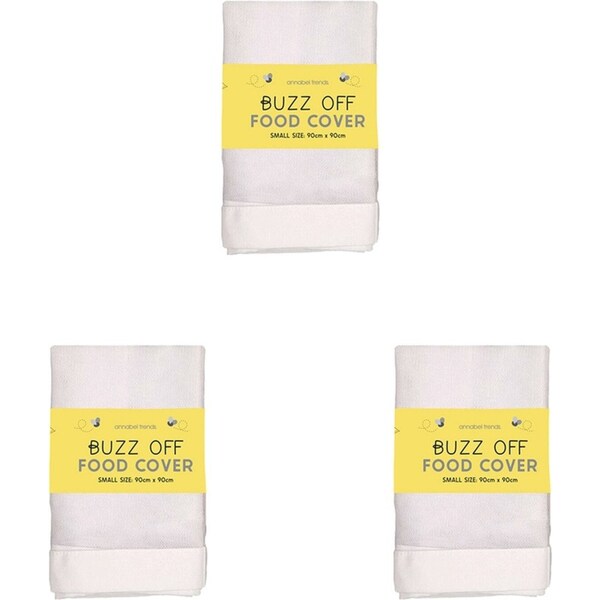 3x Annabel Trends Buzz Off Food Cover Snack Protector Net Small 90x90cm White