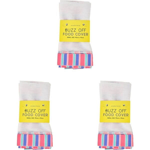 3x Annabel Trends Buzz Off Food Cover Snack Net Small 90x90cm Holiday Stripe