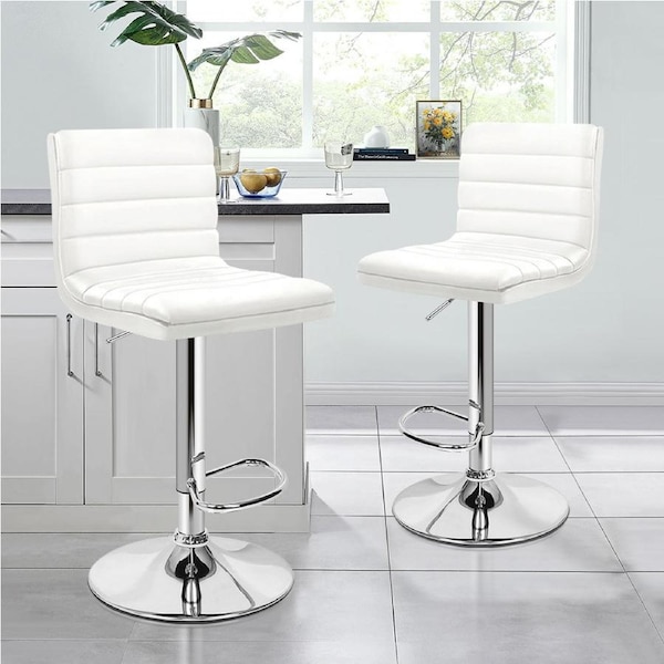 ALFORDSON 2x Bar Stools Ruel Kitchen Swivel Chair Leather Gas Lift White