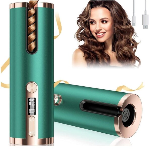 Catzon Cordless Automatic Curling Iron LCD Display Rechargeable with 6 Temps