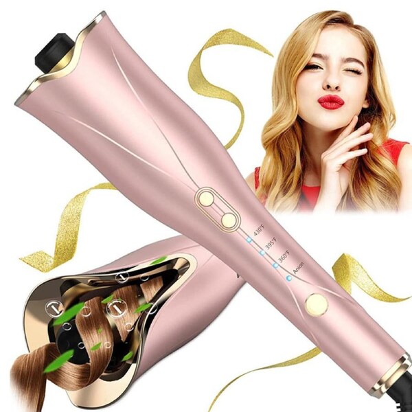 Catzon Auto Hair Curler with 4 Temps 3 Timer Settings for Hair Styling Champagne